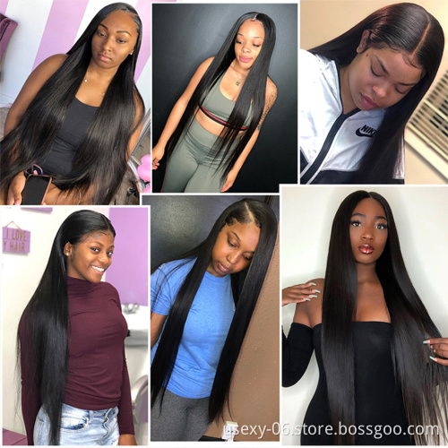 Wig vendors wholesale straight virgin brazilian wigs pre plucked human hair 360 lace frontal wigs for black women